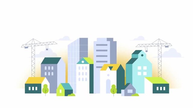 Modern smart city skyline with eco friendly energy and sustainable urban development animation