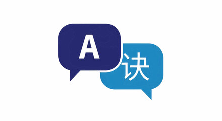 Obraz premium Global language translation vector illustration icon with speech bubbles for diverse languages