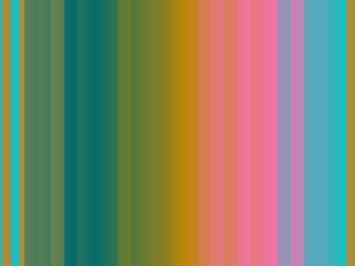 Gradient striped background in teal, gold, and pink hues.