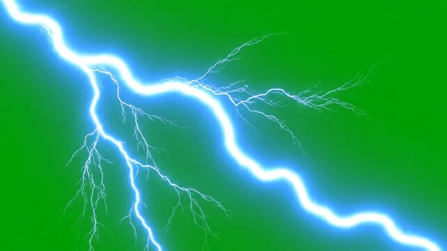 Electric Lightning Bolt on Green Screen
