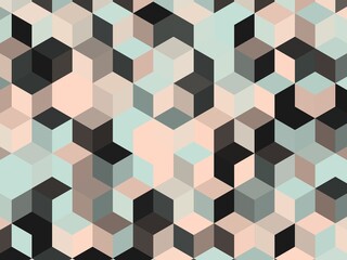 Abstract geometric pattern with pastel-colored 3D cubes.