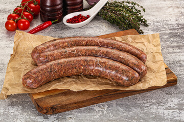 Raw beef and lamb sausages