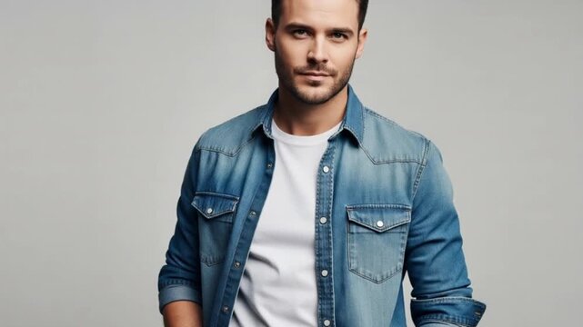 Junger Mann im Jeanshemd