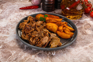 Baked shredded pork with potato