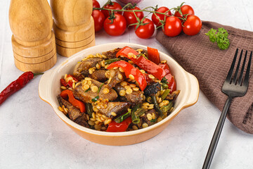 Eastern cuisine - Ptitim with beef and vegetables