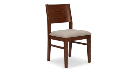Fototapeta premium Classic wooden dining chair with upholstered seat and detailed back