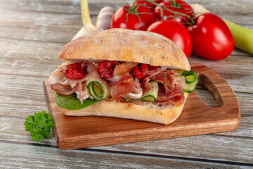 Ciabatta with cured parma and tomato