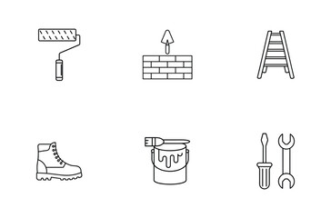 Collection of construction and diy tools isolated on white background