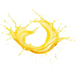 dynamic lemon juice liquid splash in circular shape on white background  