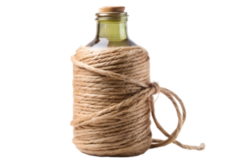 bottle wrapped in jute string png image on transparent background