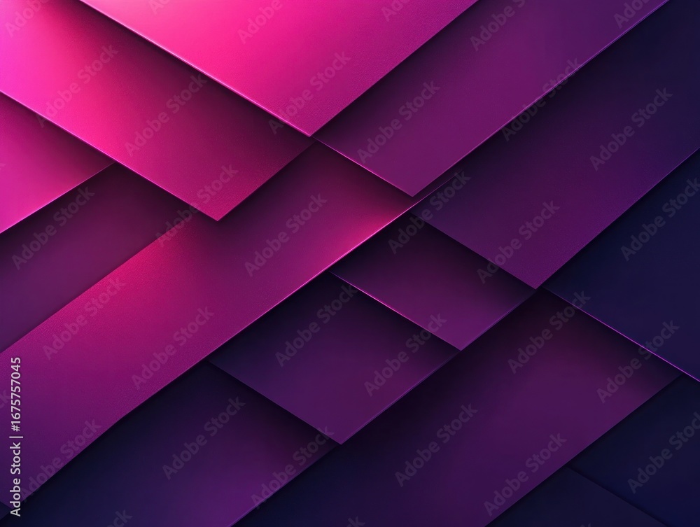 Aufkleber abstract geometric composition of overlapping diagonal layers in vibrant pink and dark purple shades