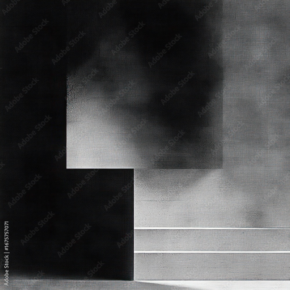 Aufkleber abstract black and white geometric composition with overlapping rectangular shapes and textured grad