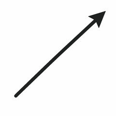 Black arrow pointing up and right on white background