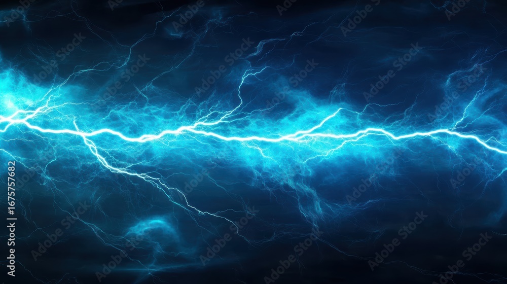 Wall mural a dynamic blue lightning bolt streaks across a dark background, creating an electrifying and dramati