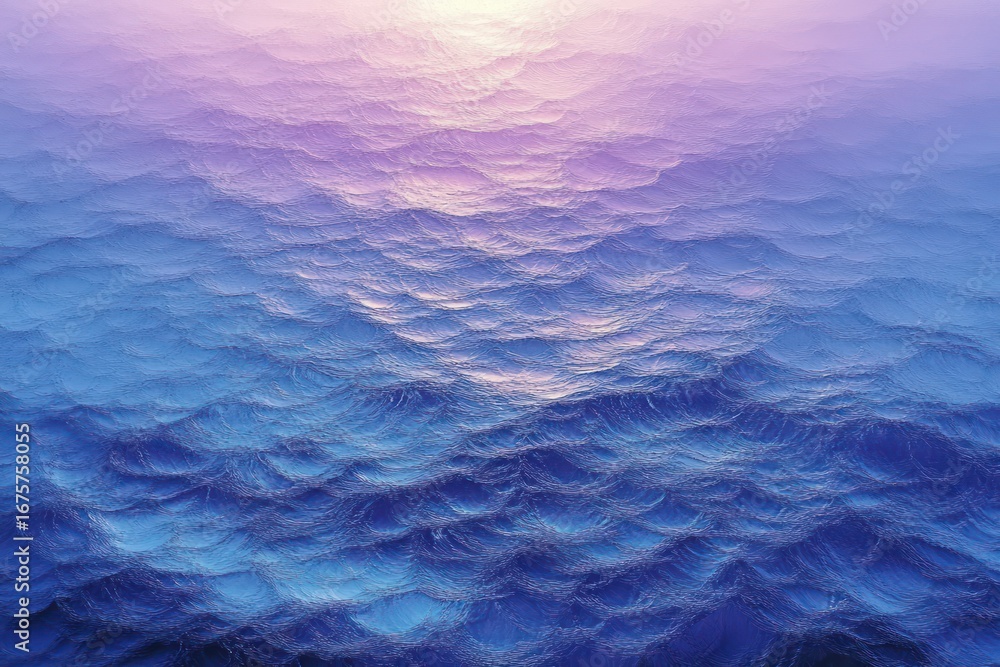 Aufkleber calm ocean surface with gentle waves reflecting soft pink and blue hues during twilight creating a p