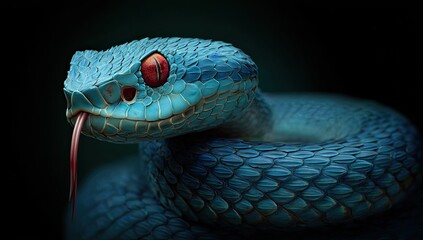 Fototapeta premium Close-up of a vibrant blue venomous snake (8)
