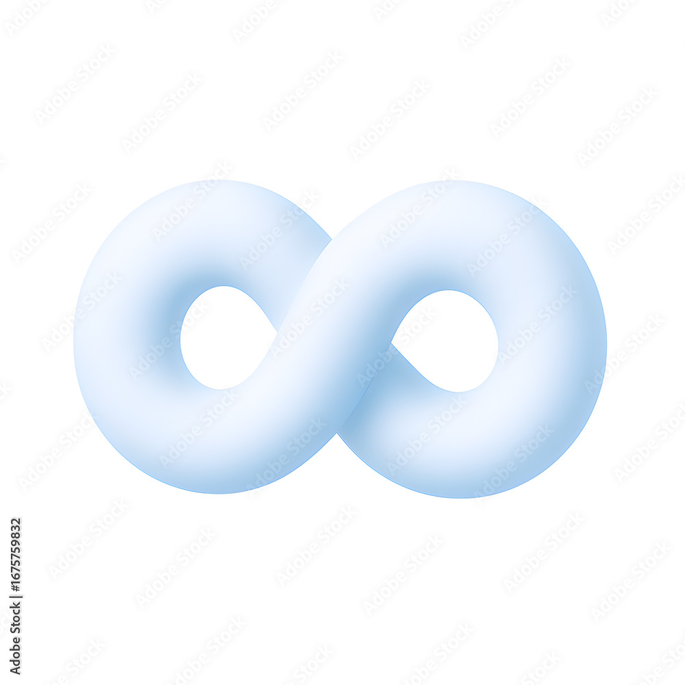 Aufkleber 3d infinity loop icon in soft blue, representing unlimited access, continuity, or devops processes, 