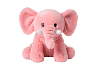 Plush Pink Elephant: A Soft and Cuddly Companion on white background