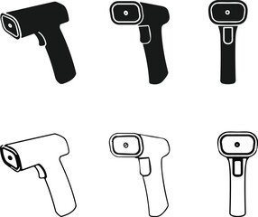 equipment, inventory tool graphics, barcode scanner design, barcode scanner set, barcode scanner collection, barcode scanner art, barcode scanner symbols, 