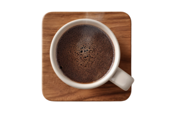 Rich dark coffee in a white mug ready for your morning energizing ritual today