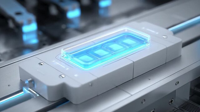 Blue Liquid Sample on Precision Instrument Platform