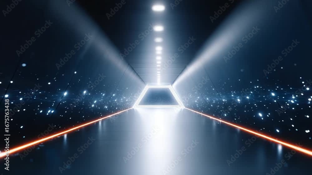 Poster illuminated pathway: a mesmerizing, symmetrical corridor of light beckons with an abstract design, i