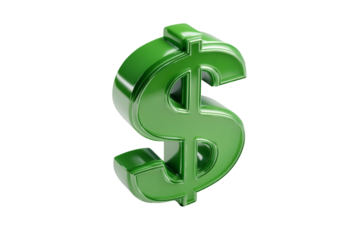 Shiny green dollar symbol representing wealth and financial success