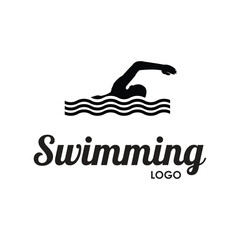 swimming sport design logo vector 