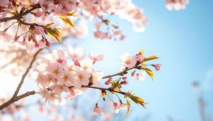 Obraz premium Blooming cherry blossom trees in spring botanical garden photography sunny environment close-up view nature's beauty