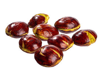 A close-up view of jengkol (dogfruit) beans on transparent background