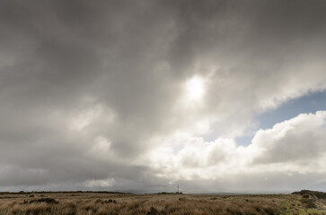 Winter storm clouds over Knocklayd Mountain in County Antrim, Northern Ireland 
