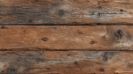 Naklejka premium Closeup shows three weathered wooden planks with nails
