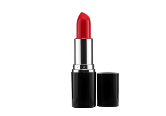 Classic Red Lipstick: Beauty Product Close-Up on white background