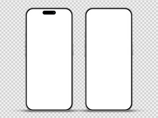 Realistic smartphone mockup. Mobile phone vector with isolated on white background. Device front view. 3D mobile phone with shadow. Realistic, high quality smart phone mockup for ui ux presentation.