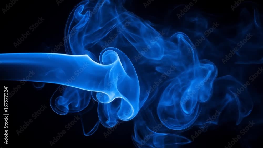 Poster abstract blue smoke swirling dynamically against a dark background with soft lighting and elegant cu