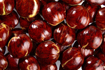 A close-up view of jengkol (dogfruit) beans