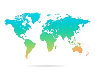 World map, gradient shades