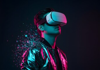 Fototapeta premium Virtual reality the user immersed in the world of games with virtual reality glasses
