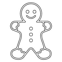 Gingerbread Man Cookie - Line Art Style