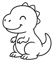 Obraz premium Dinosaur Outline Vector Animal Line Art Fun Coloring page for Kids