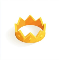 Crown icon,cartoon style,blue and gold colors,isometric illustration,white background,game design