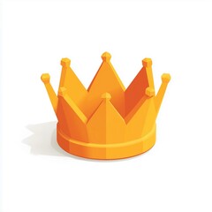 Crown icon,cartoon style,blue and gold colors,isometric illustration,white background,game design