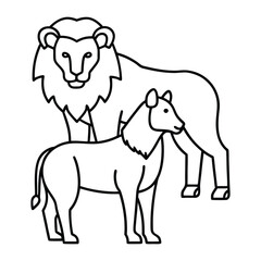 Stylized outline of a lion and a gazelle standing together