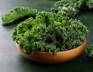 fresh curly kale with vibrant green leaves