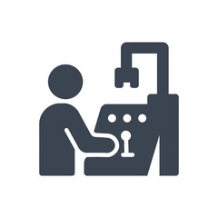 Worker Operating Machine Icon