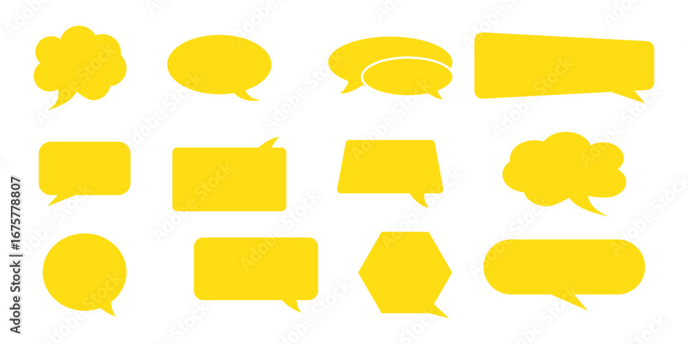 Poster set of different speech bubbles. communication concept, speak bubble text, vector set of flat messag