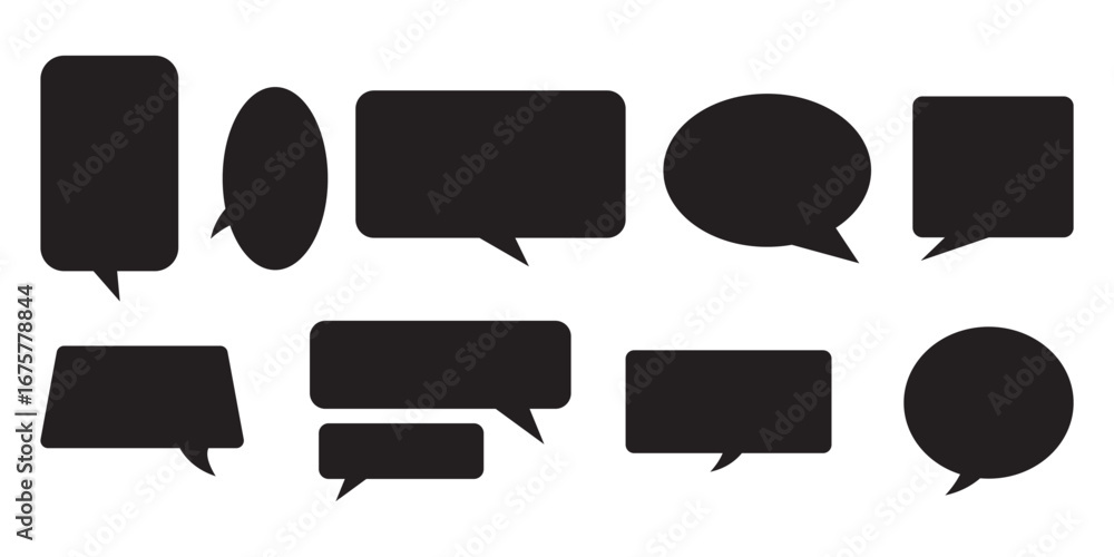 Poster set of different speech bubbles. communication concept, speak bubble text, vector set of flat messag