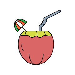 Coconut Drink lineal color line icon with white background vector stock illustration