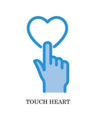 Touch Heart Icon - People and Community Glyph Blue Style