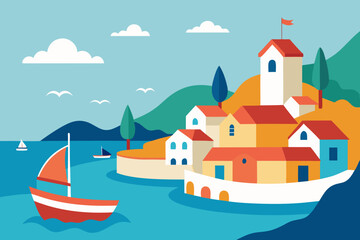 boat in the sea vector